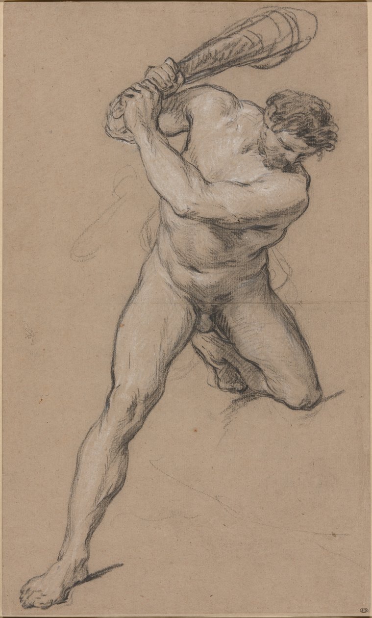 Hercules Raising his Club: Studie för "Hercules and Cacus" av François Le Moyne