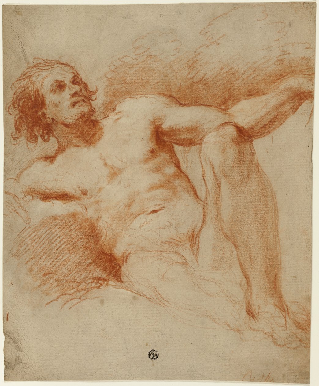 Sittande naken man av François Le Moyne