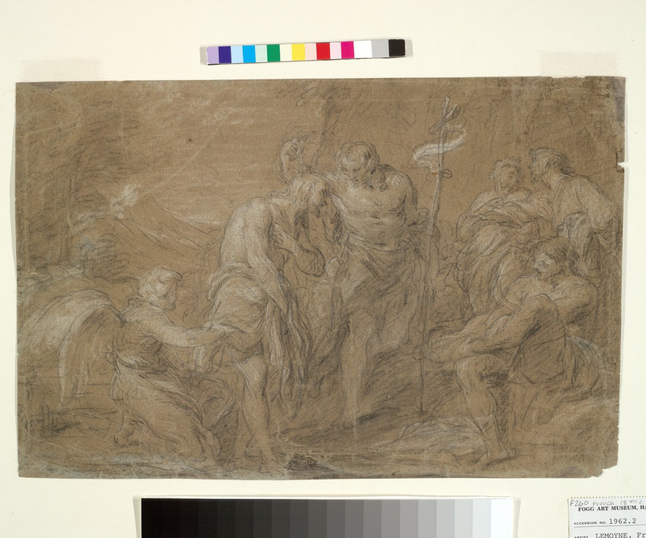 Baptism of Christ, c.1700-37 (svartvit krita på papper) av François Lemoyne