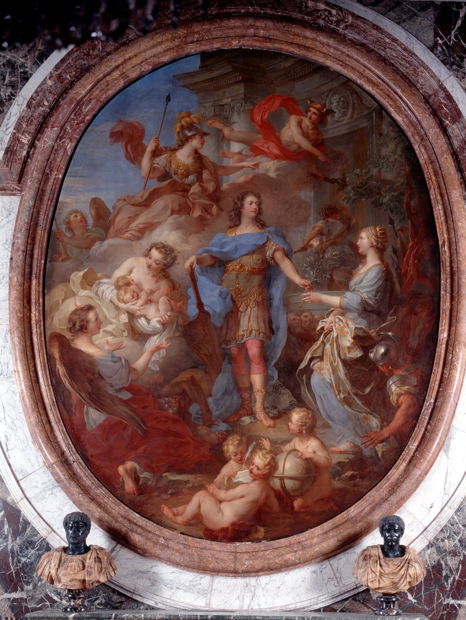 Ludvig XIV presenterar fred för Europa, tidigt 1700-tal av François Lemoyne