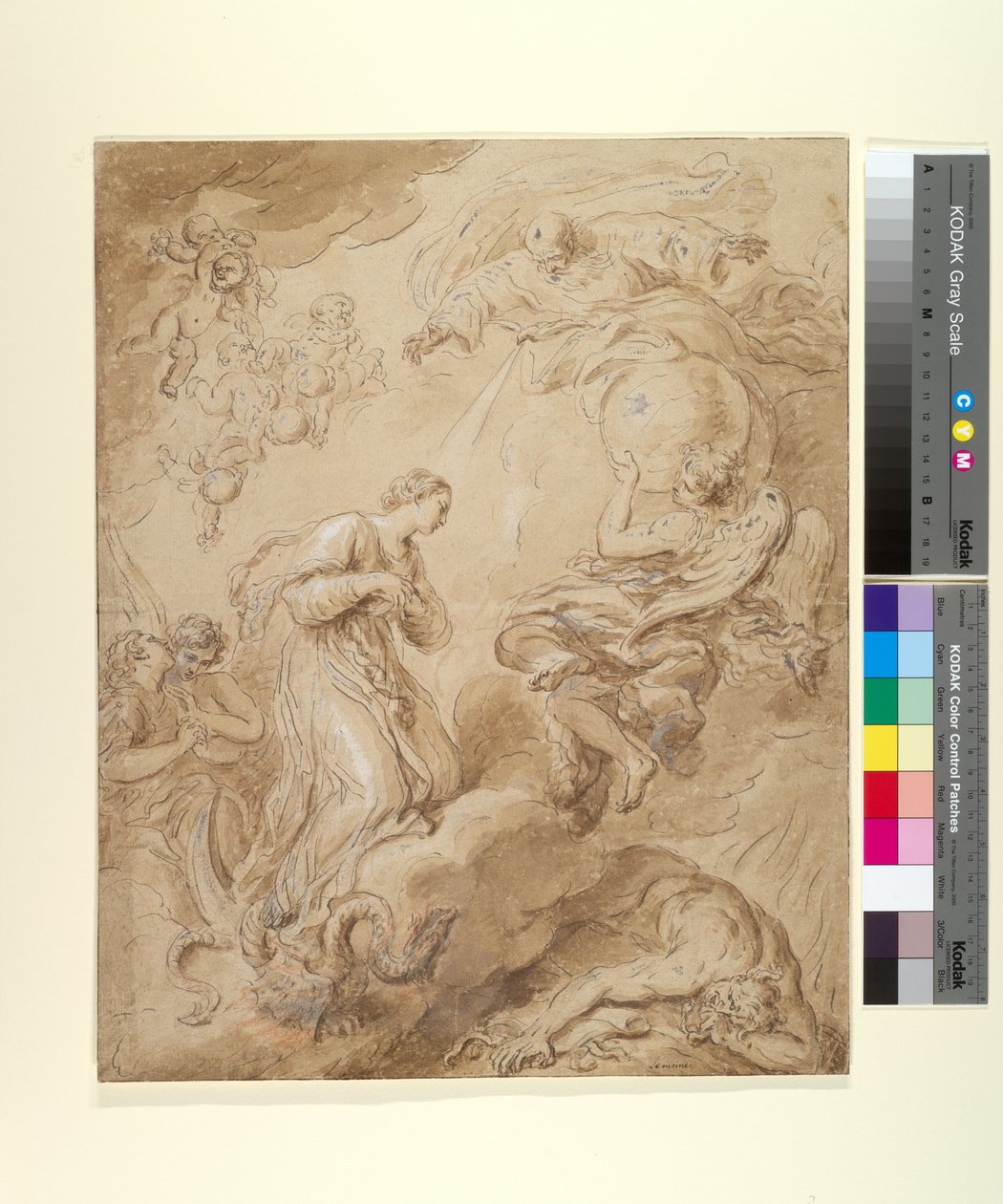 The Immaculate Conception, c.1700-37 (bläck, tvätt & gouache på papper) av François Lemoyne