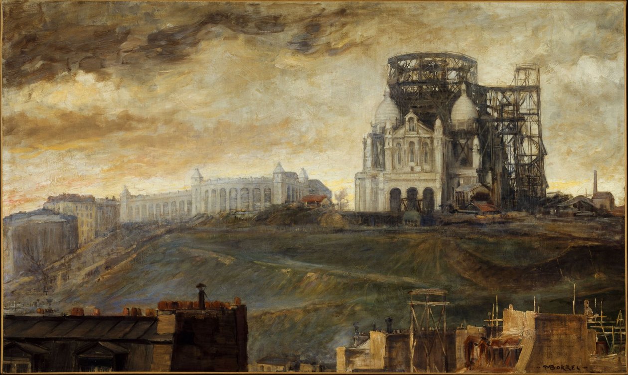 Butte Montmartre med Sacré-Coeur under uppförande, ca 1890 (olja på duk) av François Marius Borrel
