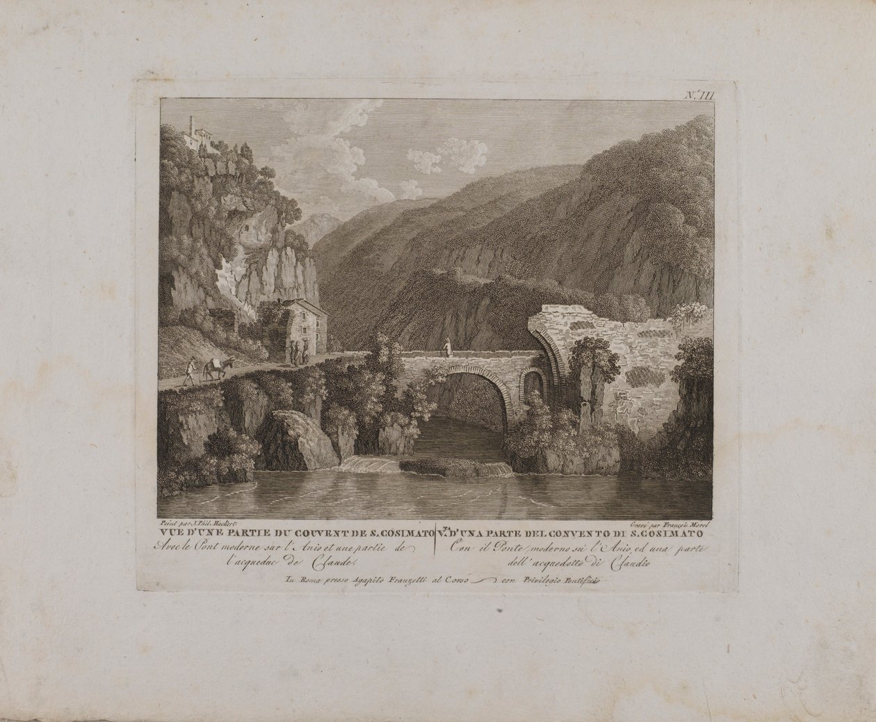 Vy över en del av klostret S. Cosimato (nr III) av François Morel
