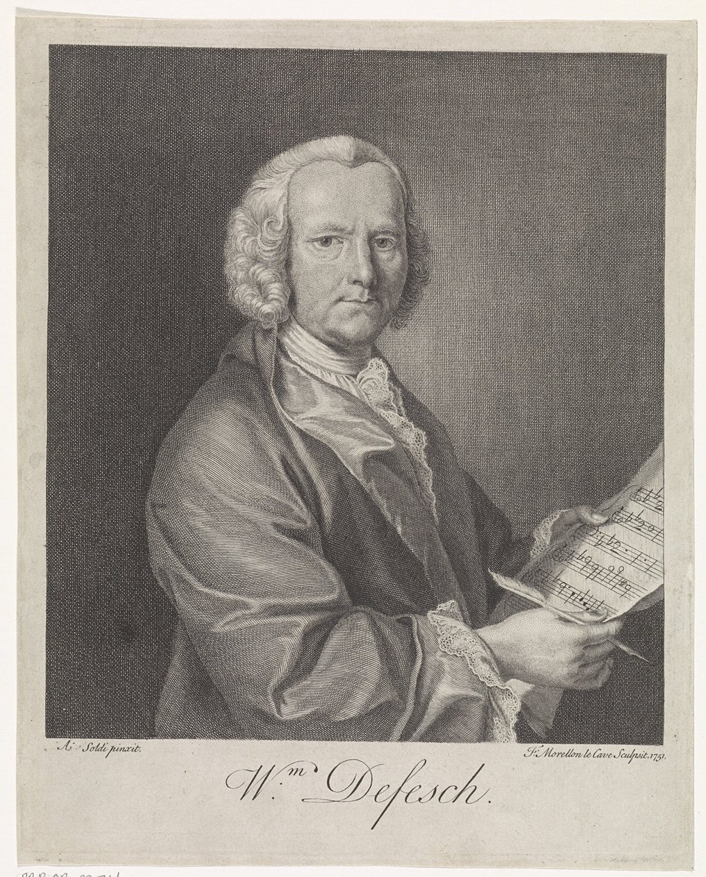 Porträtt av tonsättaren Willem de Fesch 1687-1761, 1751 av François Morellon de La Cave
