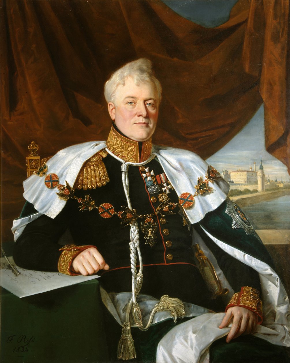 Porträtt av prins Dmitrij Vladimirovich Golitsyn 1771-1844, 1835 av François Nicolas Riss
