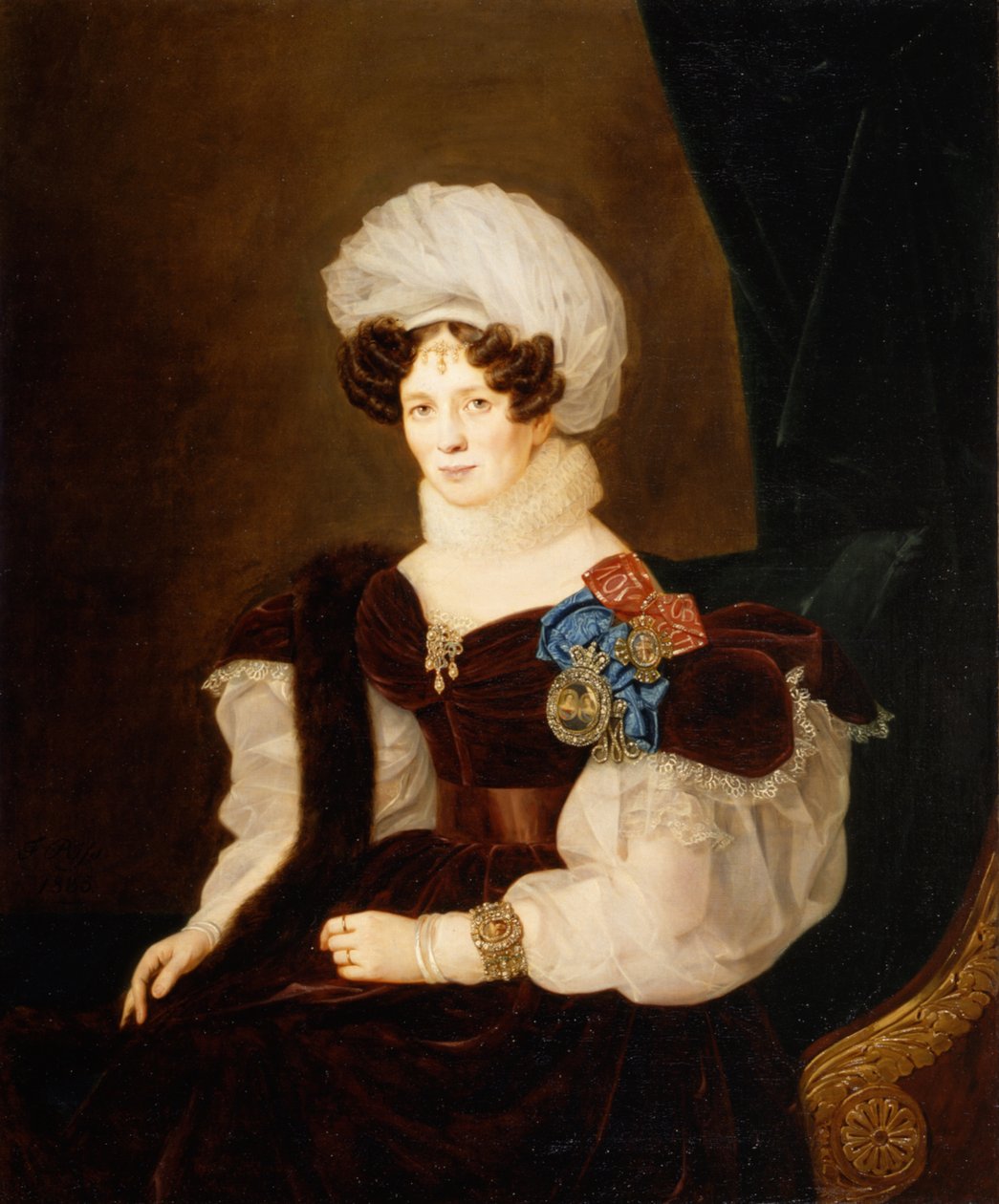 Porträtt av prinsessan Tatyana Vasilievna Golitsyna 1783-1841, 1835. av François Nicolas Riss