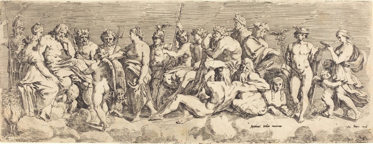 Psyches tillträde till Olympia av François Perrier after Raphael