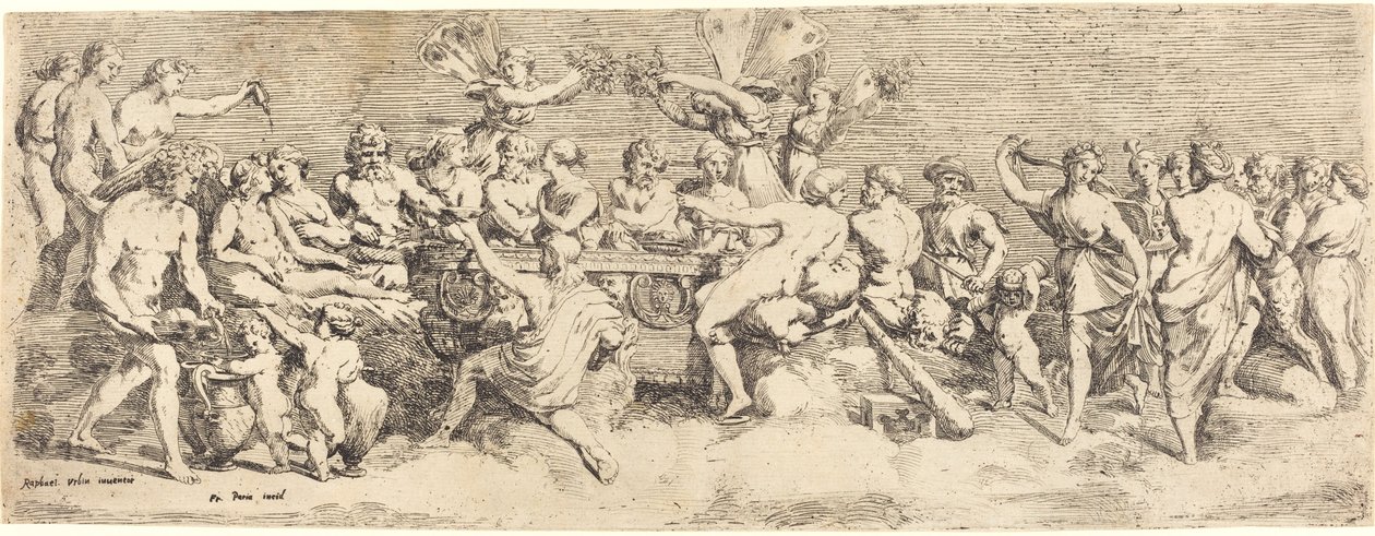 Amors och Psyches bröllopsfest av François Perrier after Raphael