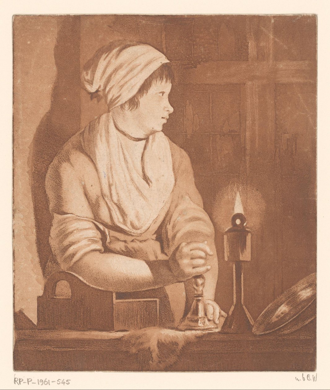 Kvinna vid levande ljus av François Philippe Charpentier (possibly)