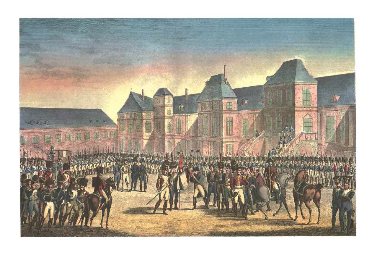 Napoleons avgång från Fontainebleau, 20 april 1814, c1850 av François Pigeot