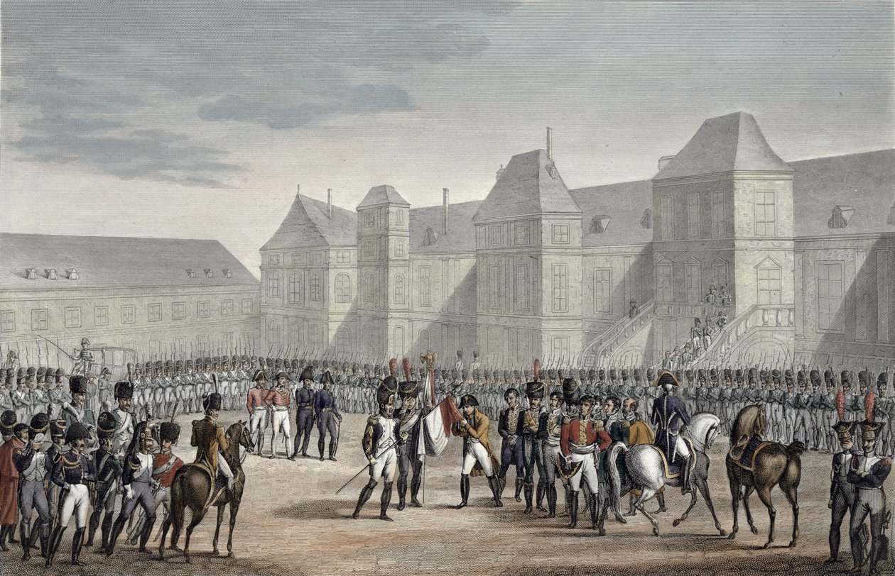 Abdikationen av Napoleon och hans avresa från Fontainebleau till Elba, 20 april 1814 av François Pigeot