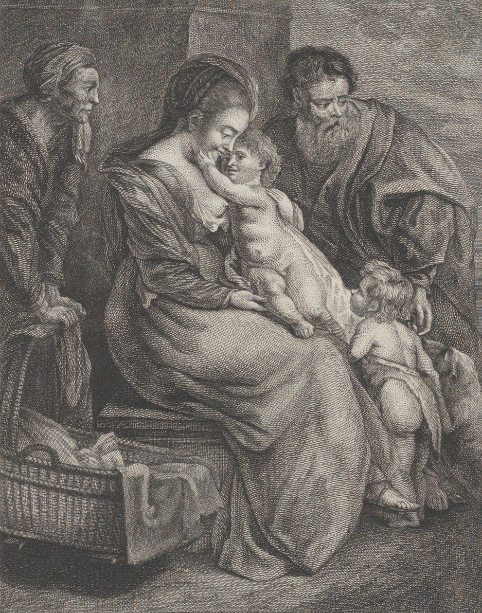 Den heliga familjen med Saint Elizabeth och Saint John the Baptist, ca. 1780. av François R. F. Brichet