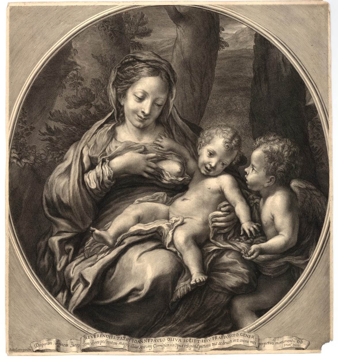 François Spierre - Madonna del Latte (Jungfru med barn och en ängel), efter Correggio, W,8.14 av François Spierre