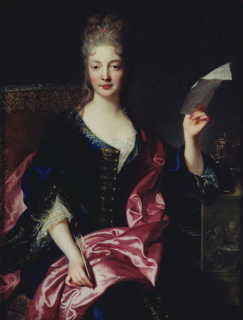 Porträtt av kompositören Elisabeth Claude Jacquet de La Guerre 1665-1729. av François Troy de