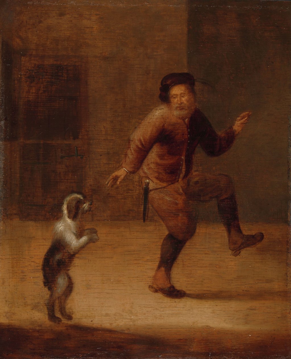 En man som dansar med en hund av François Verwilt (attributed to)