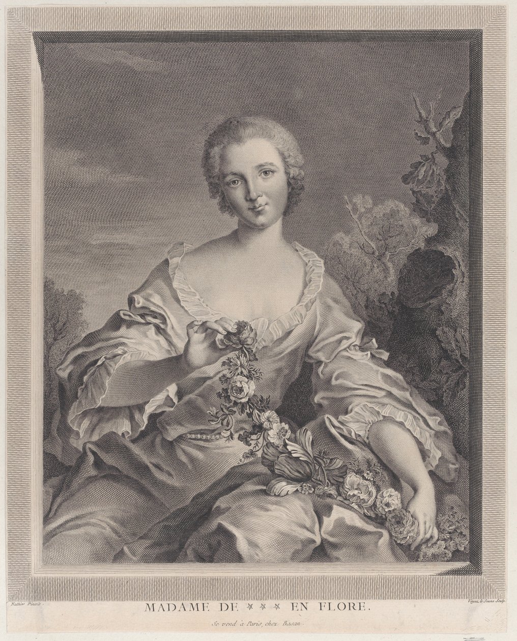 Porträtt av Louise Henriette de Bourbon Conti som Flora, 1766-1805. av François Voyez