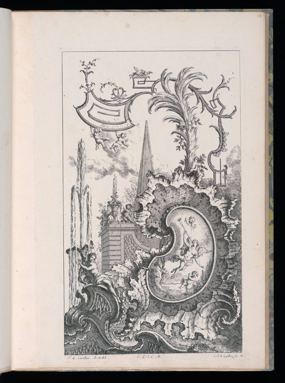 Patron med obelisk och handflata, ny bok med fantasistycken av François de Cuvilliés the Elder