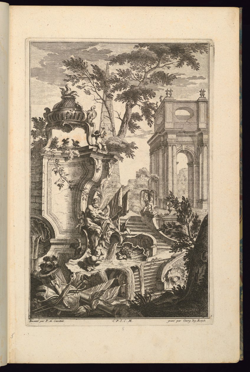 Design för Fountain with a River God av François de Cuvilliés the Elder