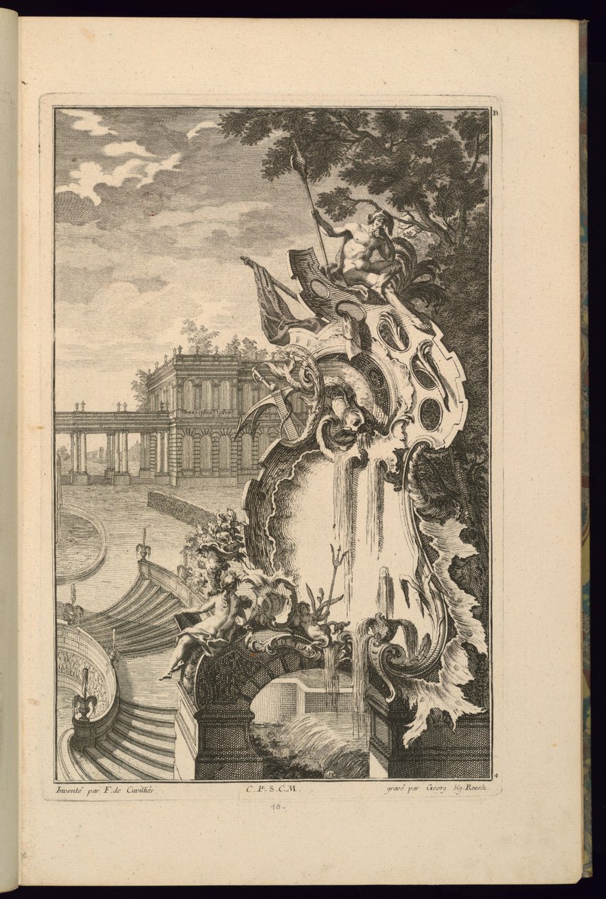 Design för fontän med ankare av François de Cuvilliés the Elder