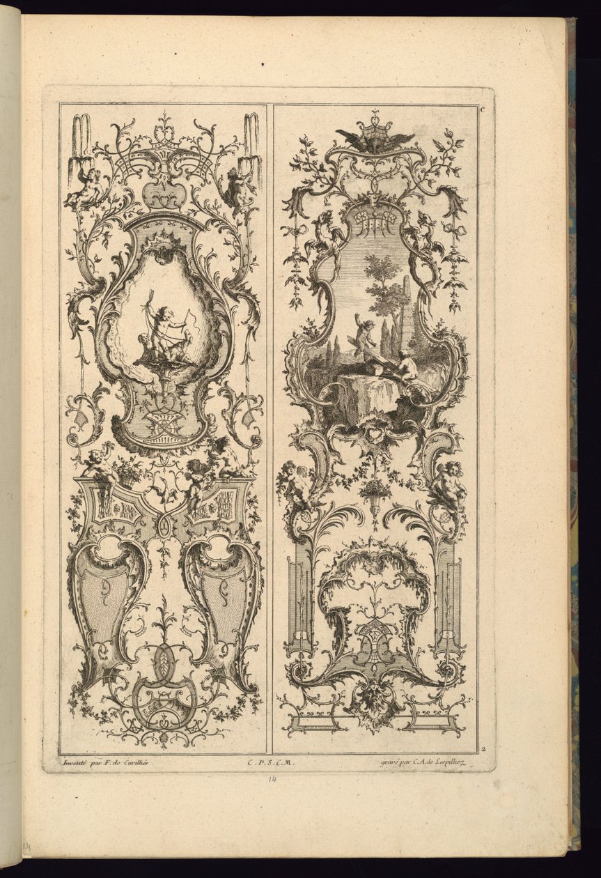Design för två paneler av François de Cuvilliés the Elder