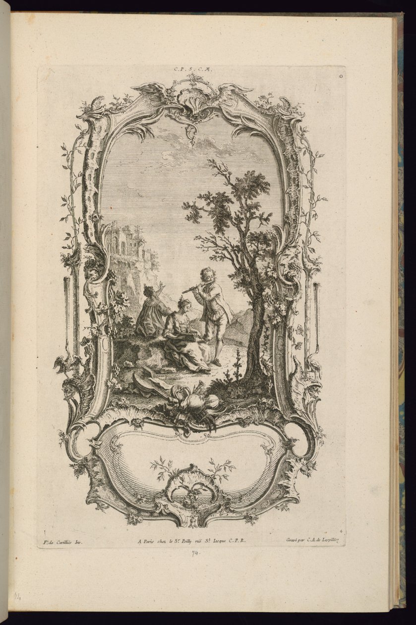Design för en kartusch med stora och små fack av François de Cuvilliés the Elder