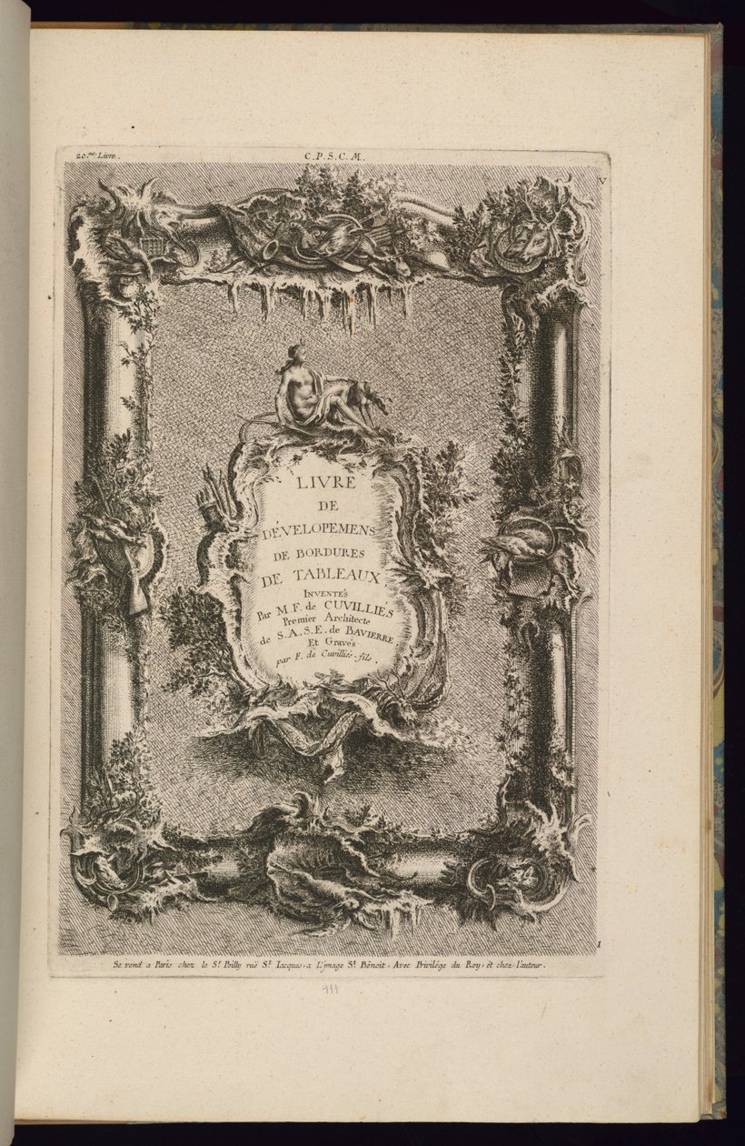 Design för en ram och en kartusch av François de Cuvilliés the Elder