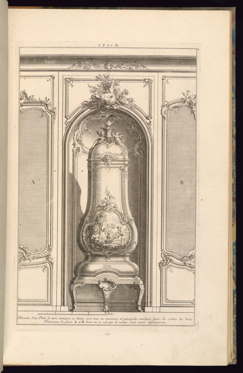 Ritning av en glaserad jordspis i vitt ... annorlunda av François de Cuvilliés the Elder
