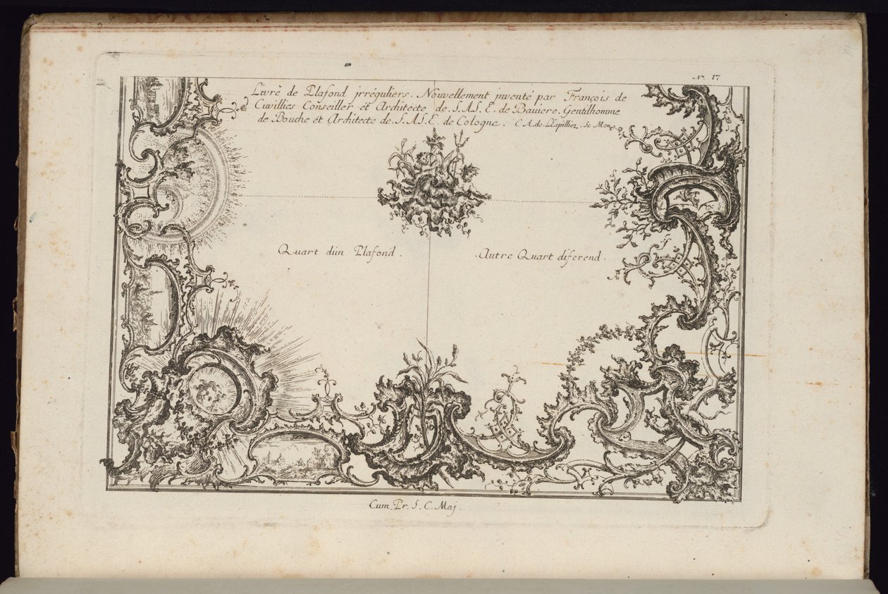 Two Quarters of a Ceiling, New Book of Oregelbundna tak av François de Cuvilliés the Elder
