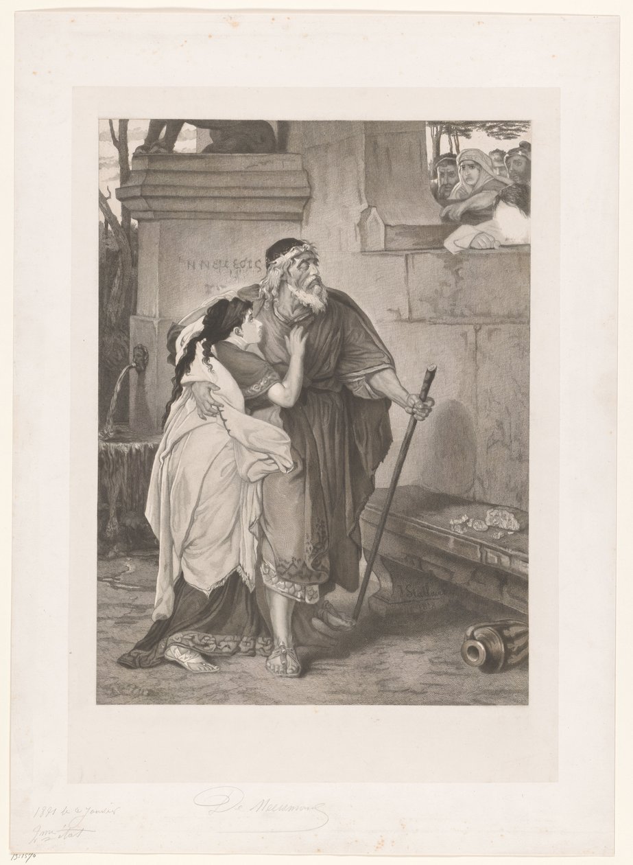 Blind Oidipus ledd av Antigone av François de Meersman (signed by artist)