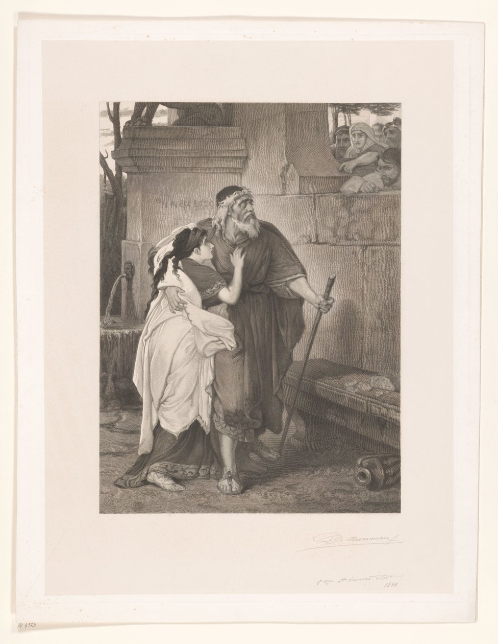 Blind Oidipus ledd av Antigone av François de Meersman (signed by artist)