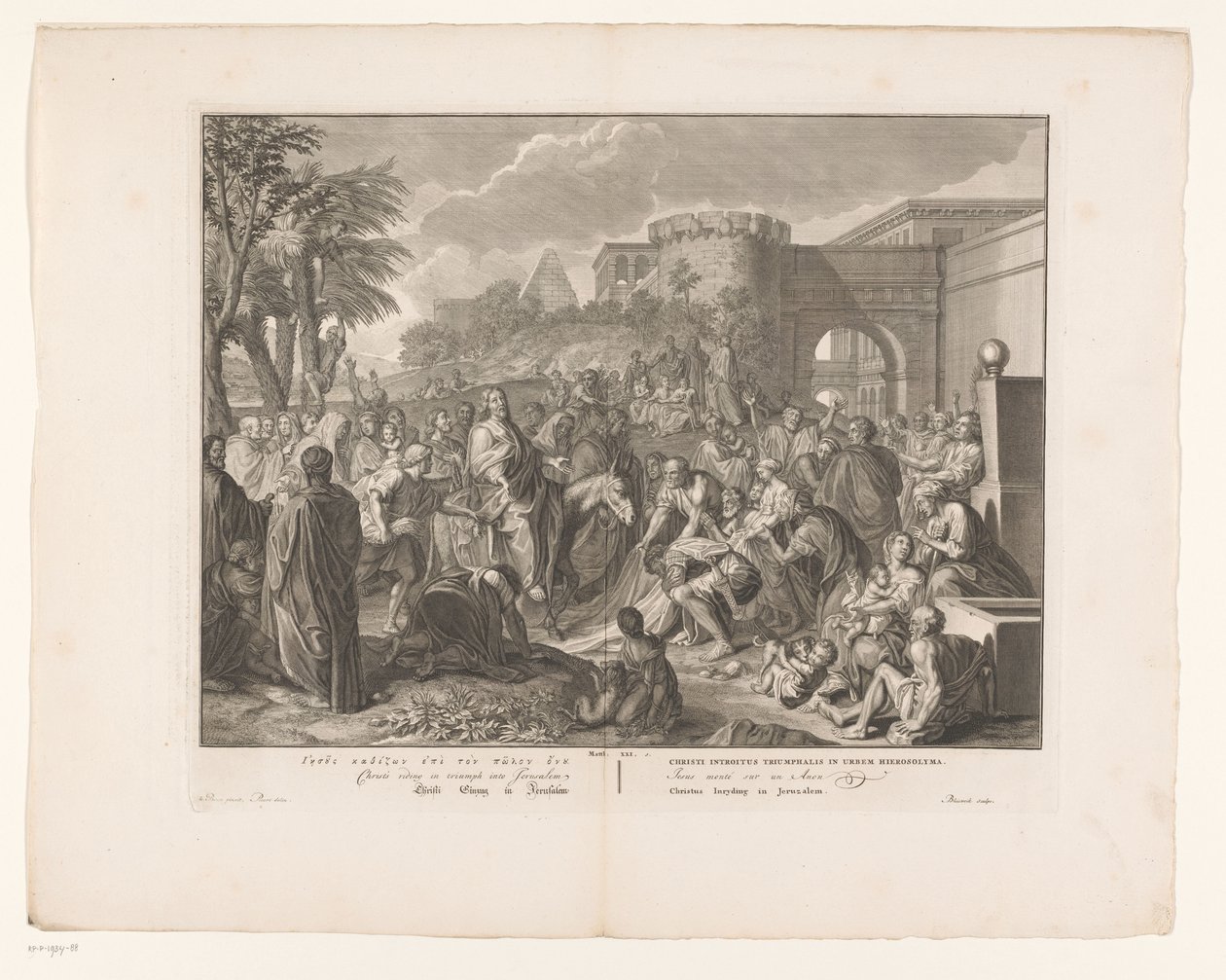 Kristi intåg i Jerusalem Kristus kommer in i Jerusalem (titel på objekt) av François van Bleyswijck