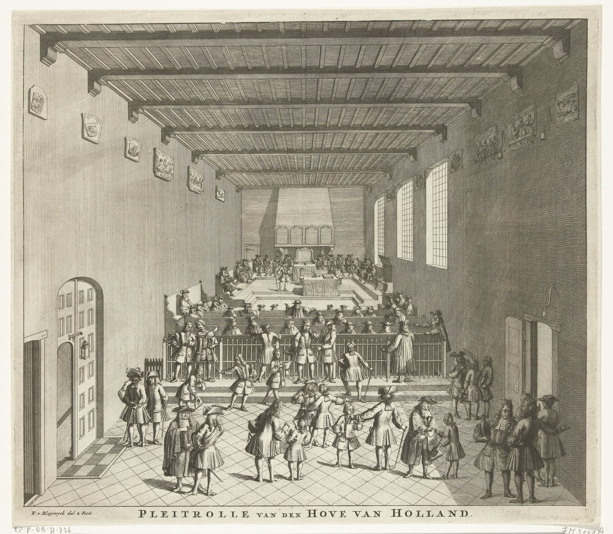 Domstol i Holland i session, ca 1700 Pleitrolle van den Hove av Holland (titel på objekt) av François van Bleyswijck