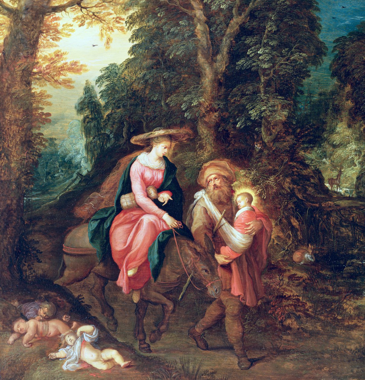 Flugten til Egypten (panel) (detalje af 77031) swed av Abraham Govaerts