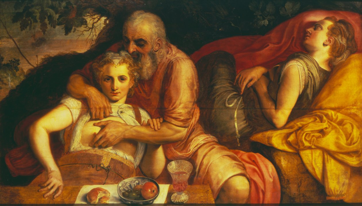 Lot och hans döttrar, 1550-talet (panel) av Frans Floris