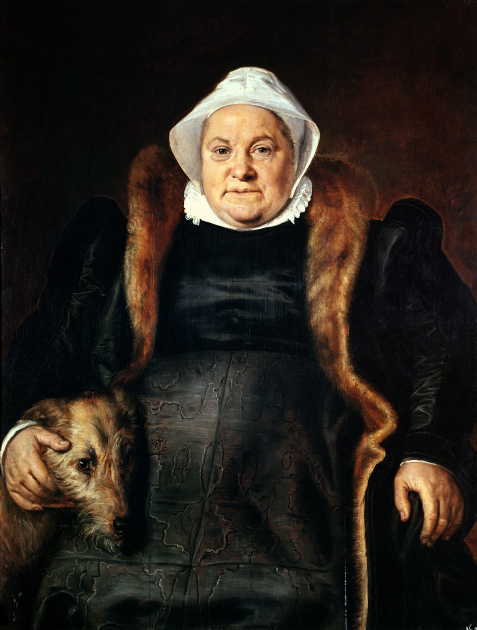 Porträtt av en äldre kvinna eller Falkonerarens fru, 1558 av Frans Floris