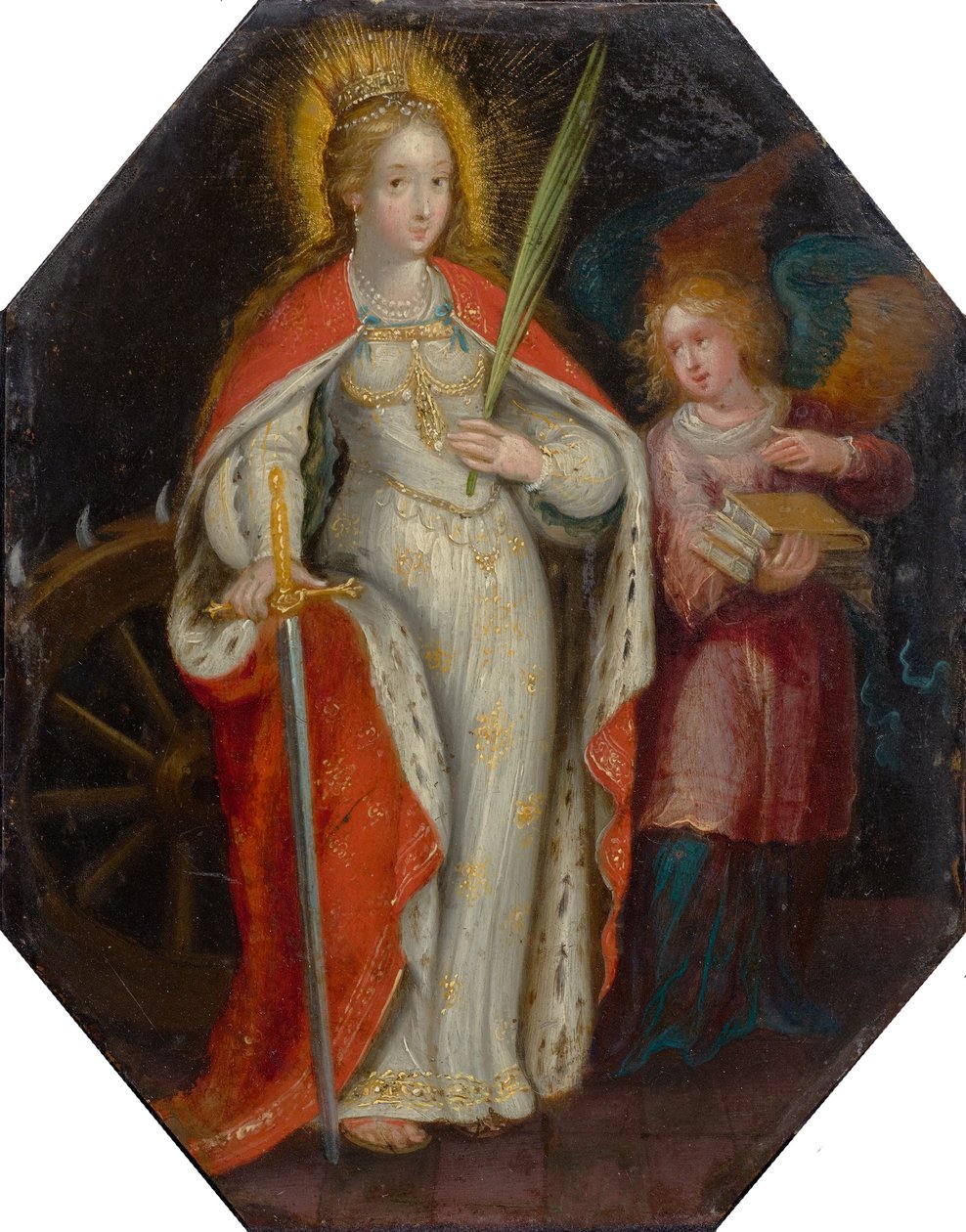 Saint Catherine, åtföljd av en ängel av Frans Francken the Younger