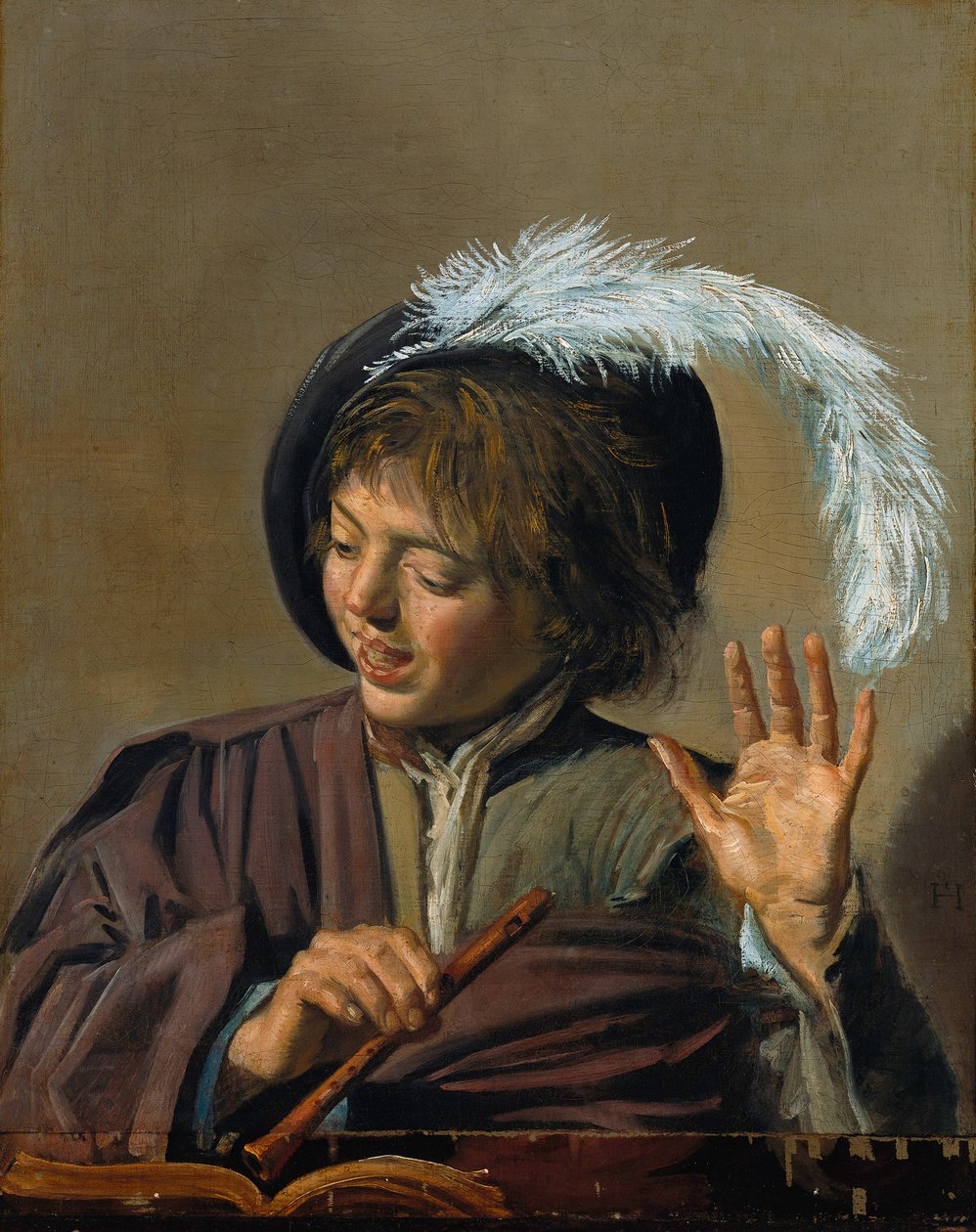 Sjungande pojke med flöjt av Frans Hals
