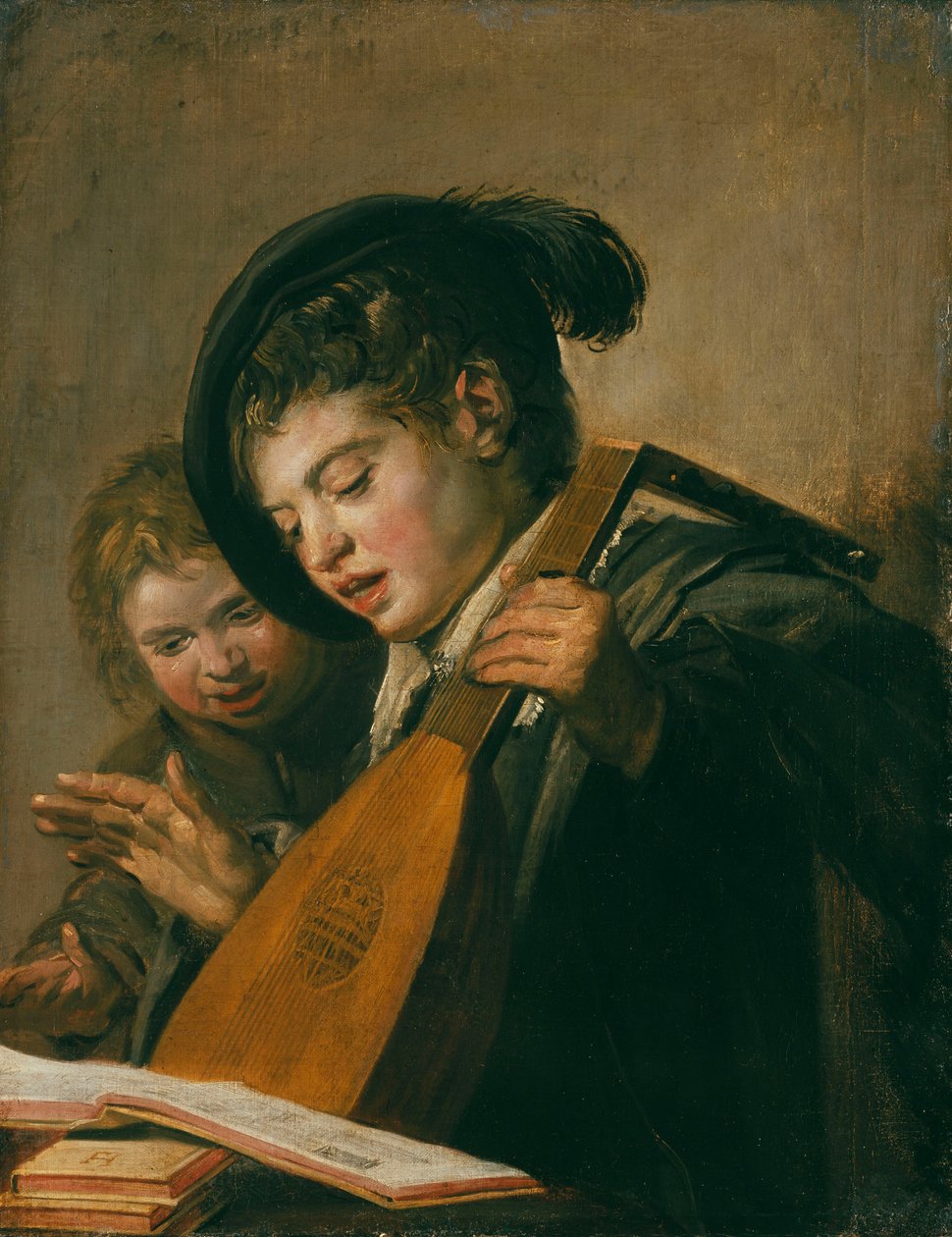 Zwei musizierende Knaben. av Frans Hals