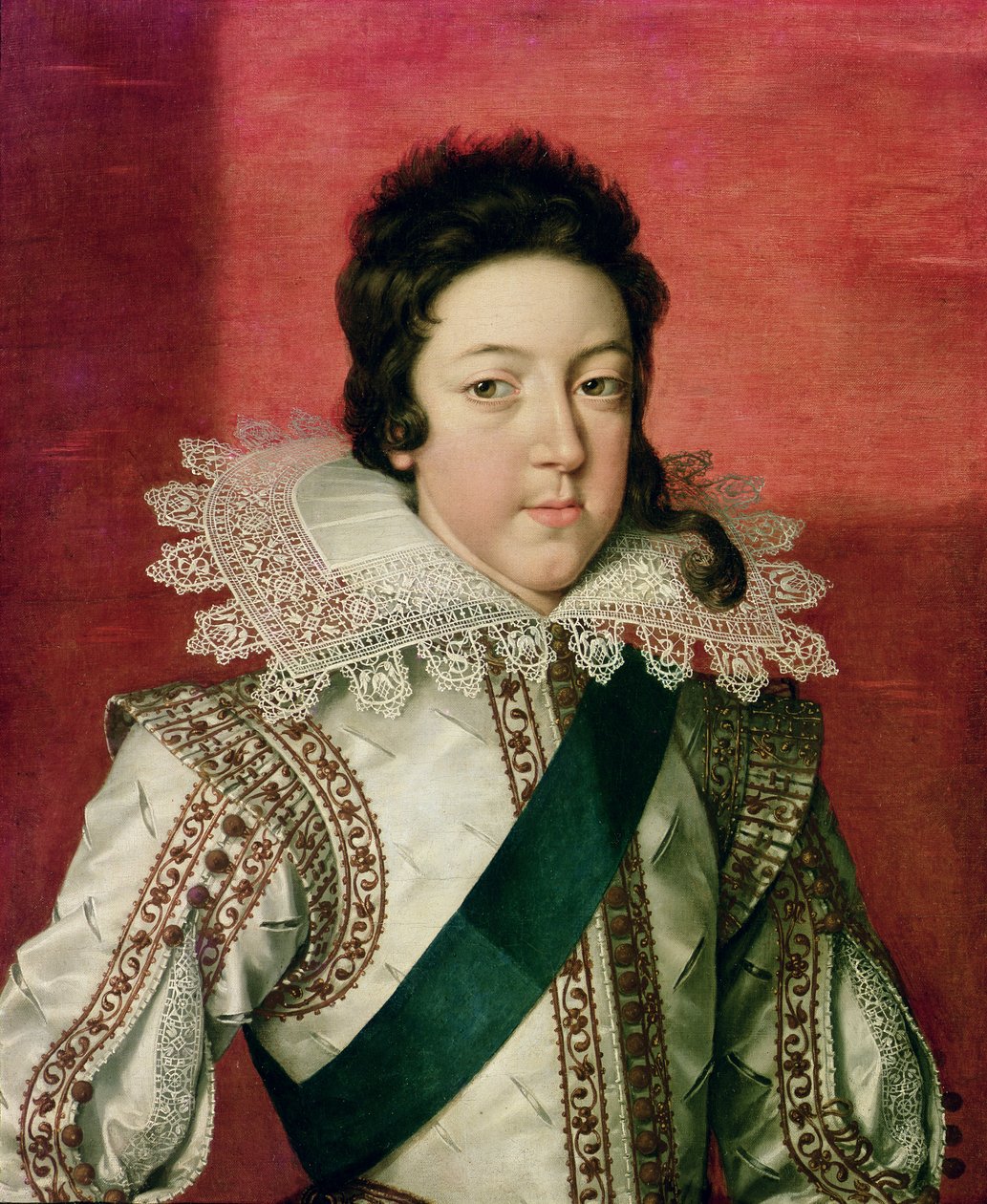Porträtt av Ludvig XIII (1601-43) som pojke, iklädd Saint Espiritorden, ca 1616 av Frans II Pourbus
