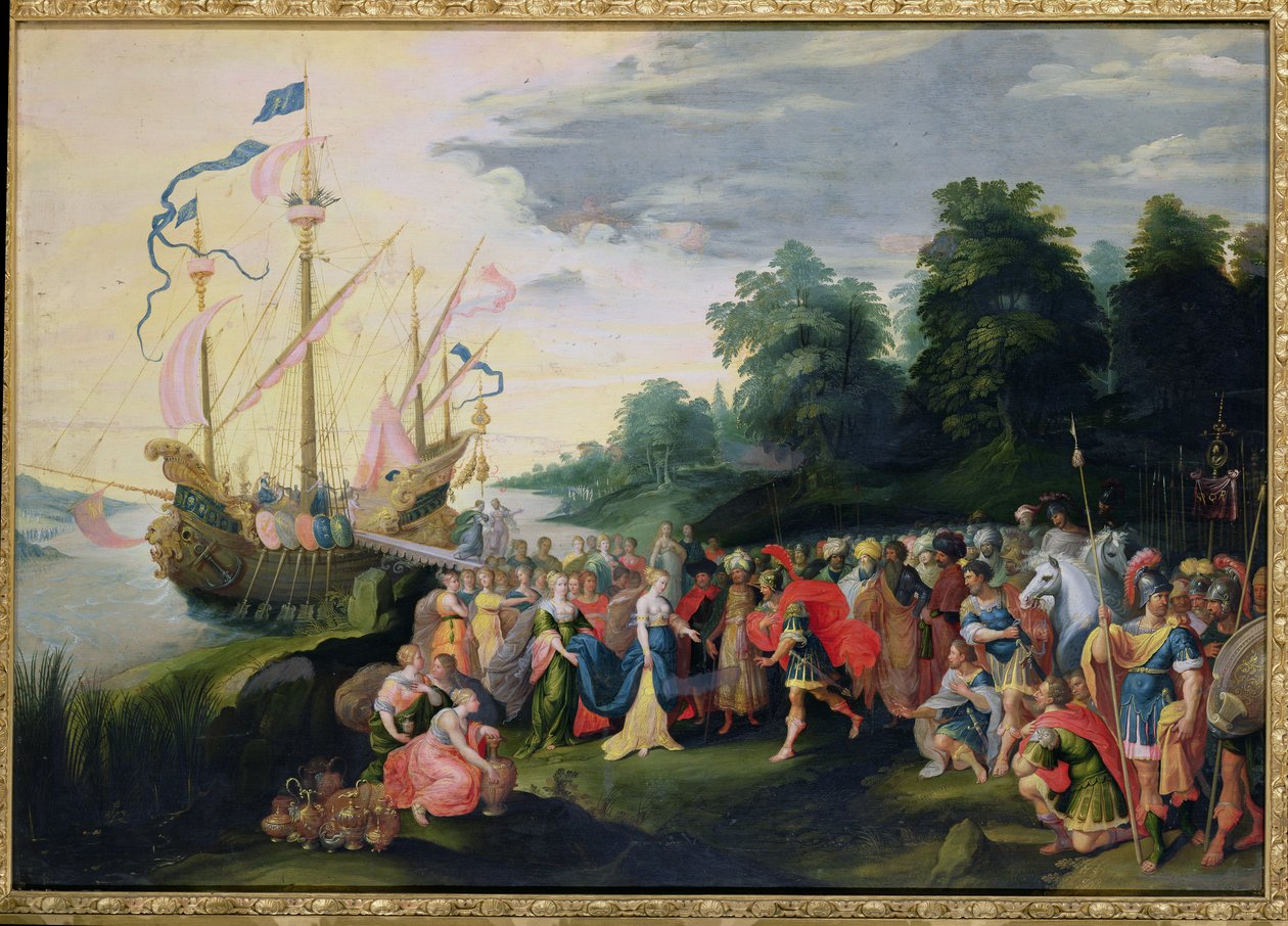 Kleopatras landstigning (69-30 f.Kr.) vid Tarsus av Frans II Francken the Younger