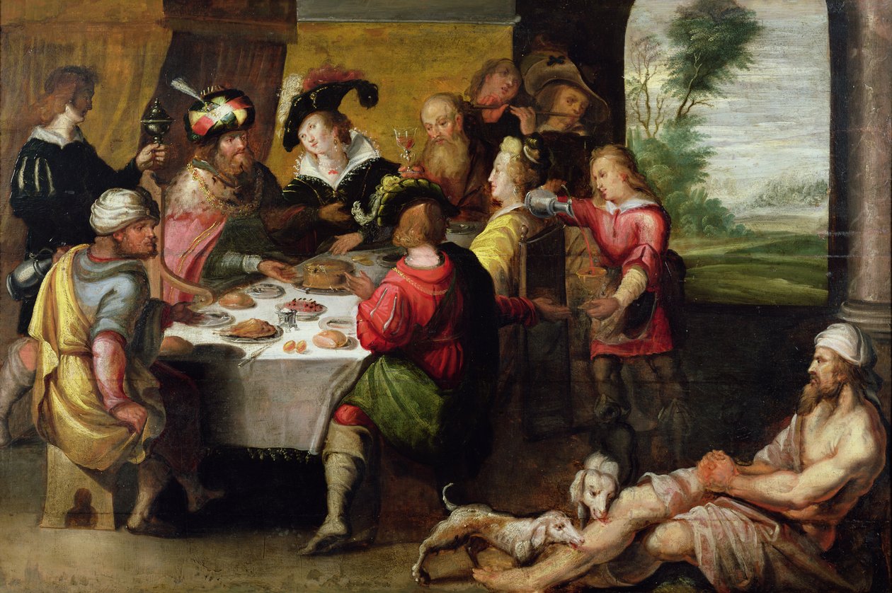 Lignelsen om den rige mand og Lazarus swed av Frans II Francken the Younger