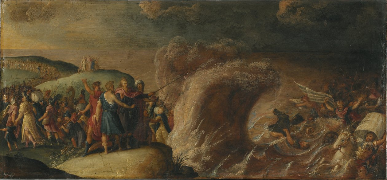 Korsningen av Röda havet (olja på koppar) av Circle of Frans Francken the Younger