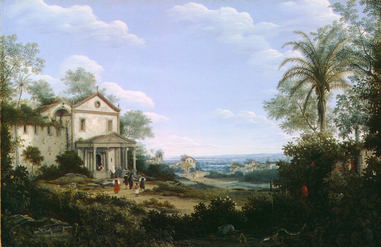 Utsikt över jesuitkyrkan i Olinda, Brasilien, 1665 av Frans Post