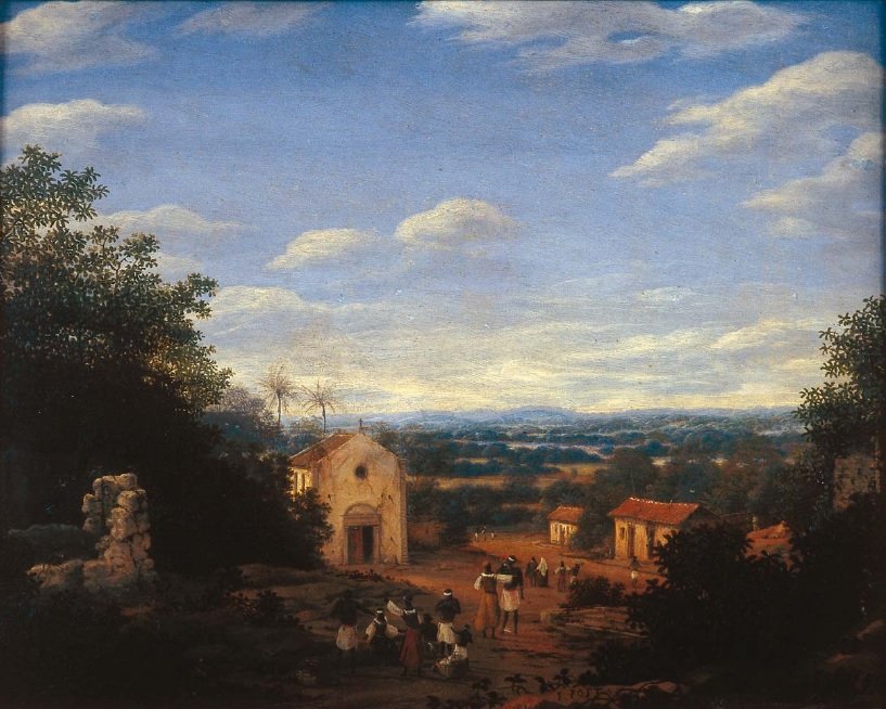 Church of Saints Cosmas and Damian in the Brazilian town of Igarassu. av Frans Post