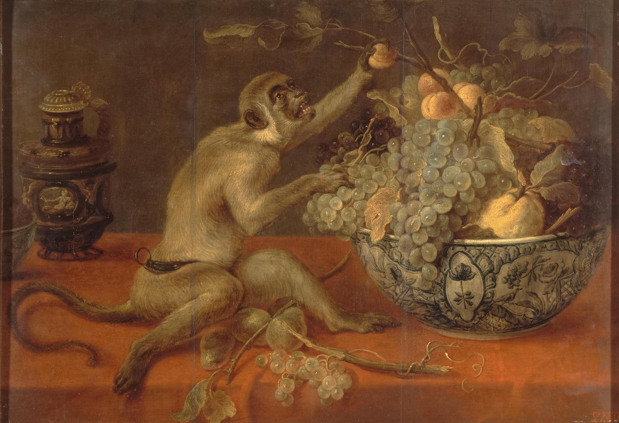 Stilleben med en apa av Frans Snyders or Snijders