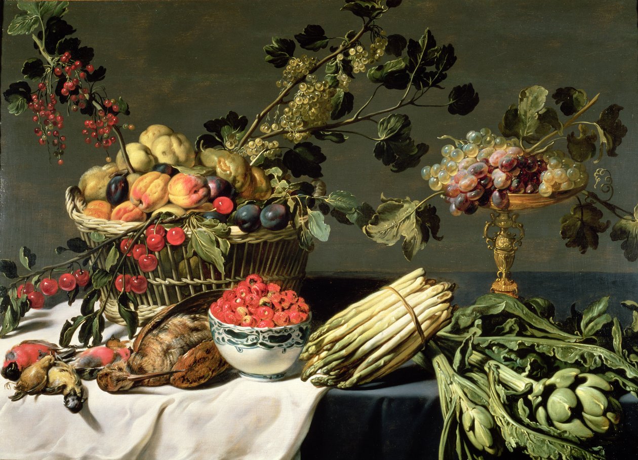 Stillliv med frukt i en korg av vide av Frans Snyders or Snijders
