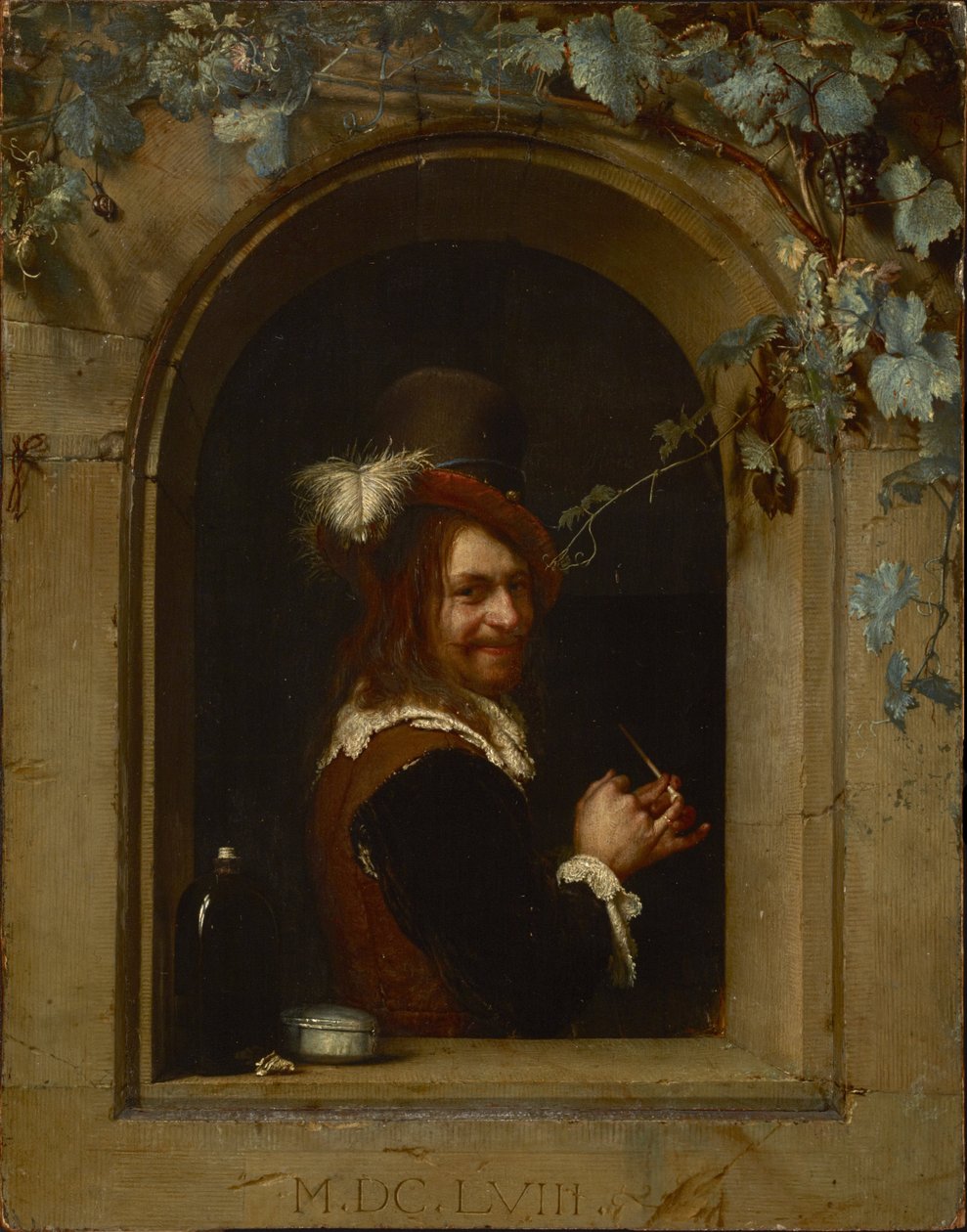 Man with Pipe at the Window av Frans van Mieris the Elder  
