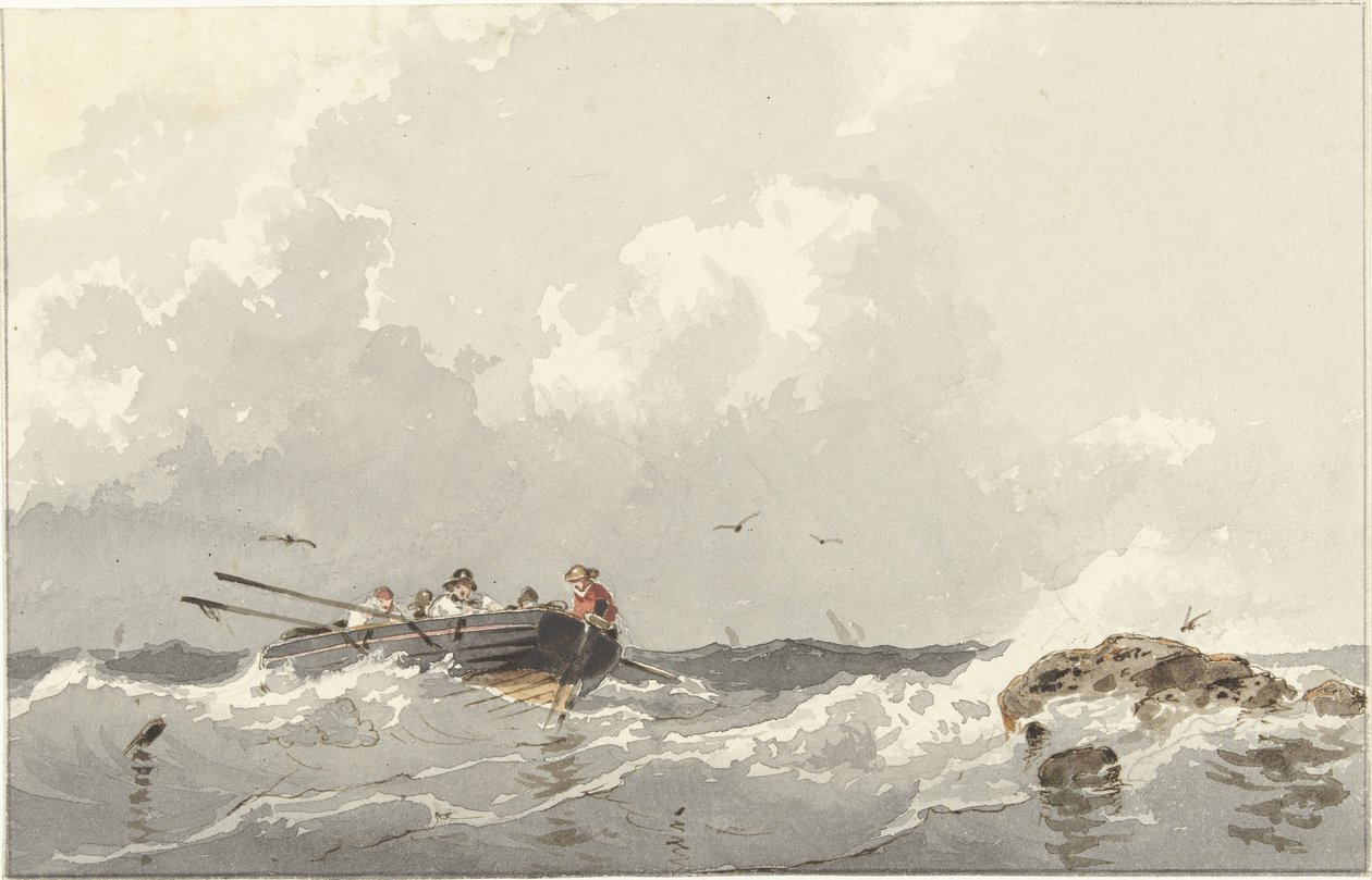 Roddbåt till havs av Frans Arnold Breuhaus de Groot