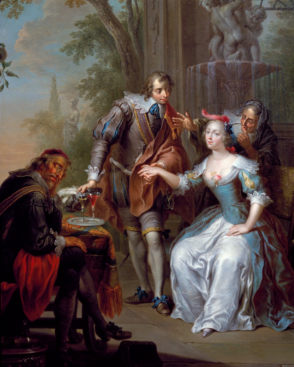 Galant scen, av Franx Christoph Janneck (1703-1761) av Frans Christoph Janneck