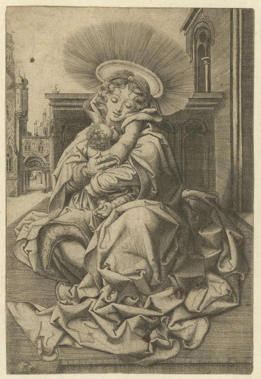 Madonna och barn i en domstol av Frans Crabbe van Espleghem